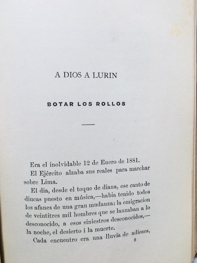 D. Riquelme. Bajo la tienda. Recuerdos de la campaña al Perú y Bolivia. 1879-1884. 