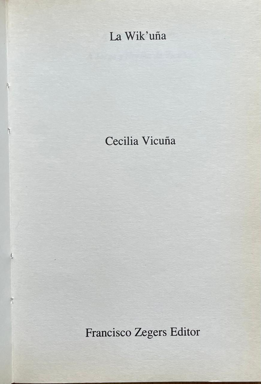 Cecilia Vicuña 	La Wik'uña