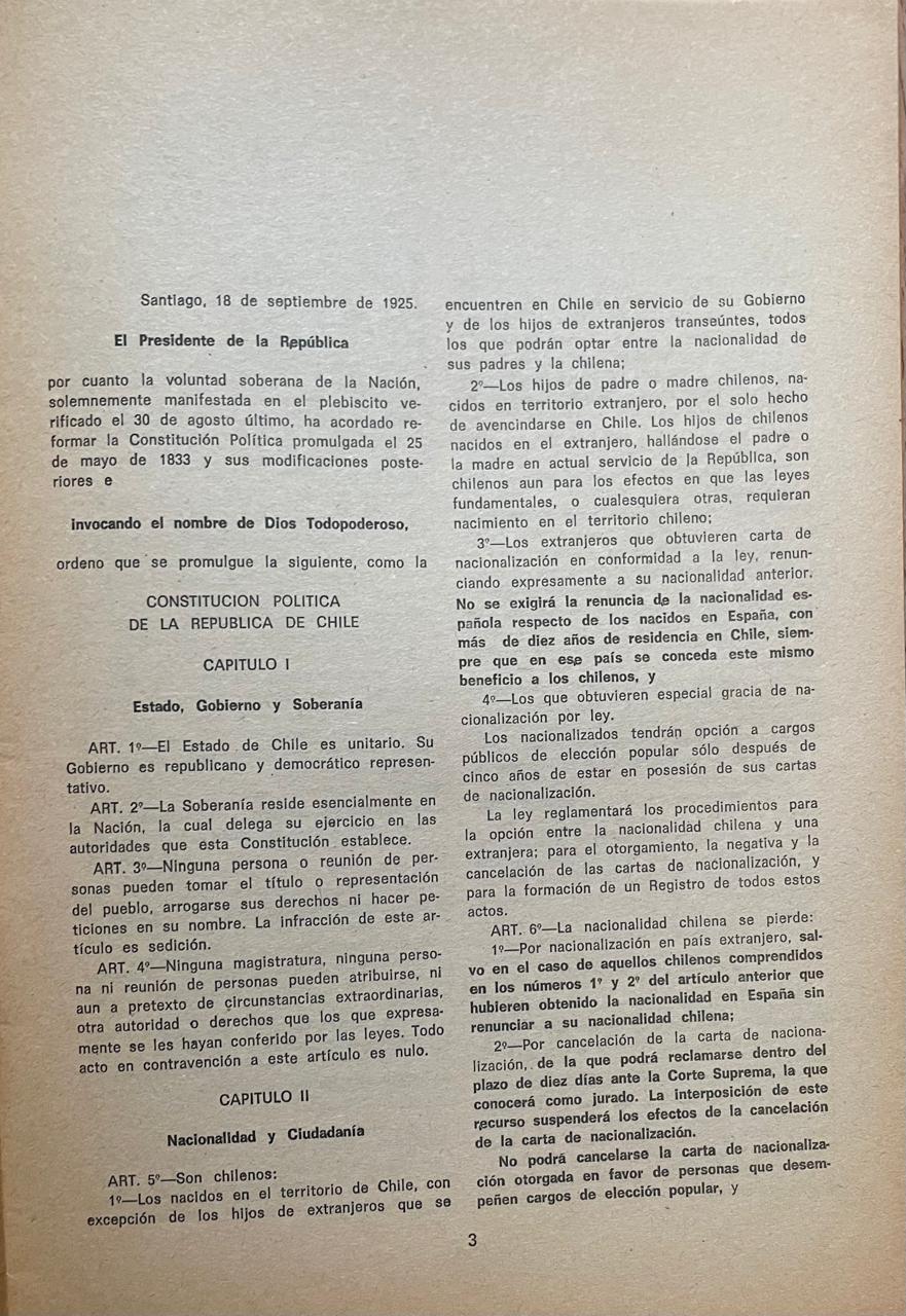 Constitución Política de la República de Chile. Texto con las ultimas modificaciones. 