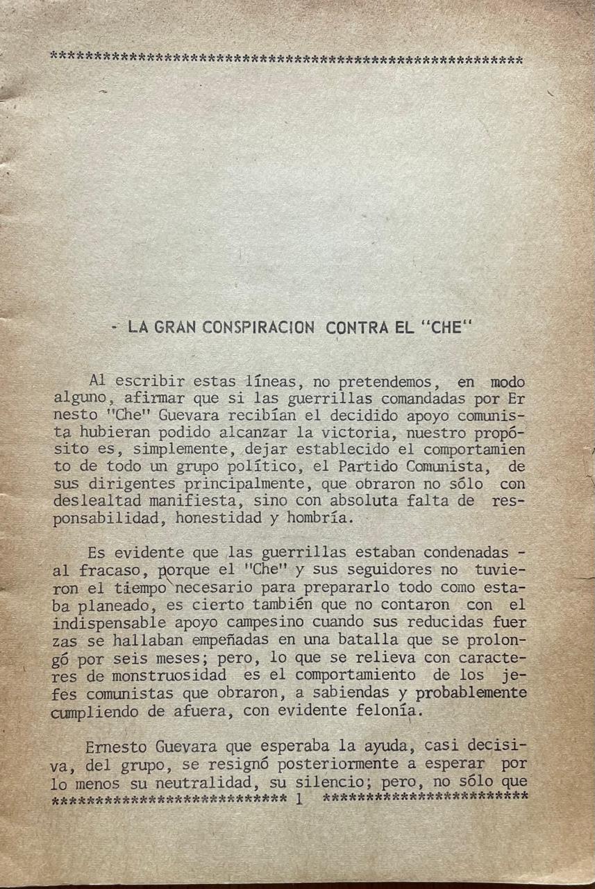 Oscar Crespo (Dirección)	La gran conspiración contra el "Che"