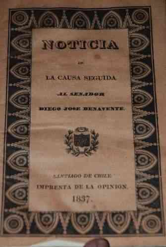 Noticia de la Causa Seguida al Senador Diego José Benavente