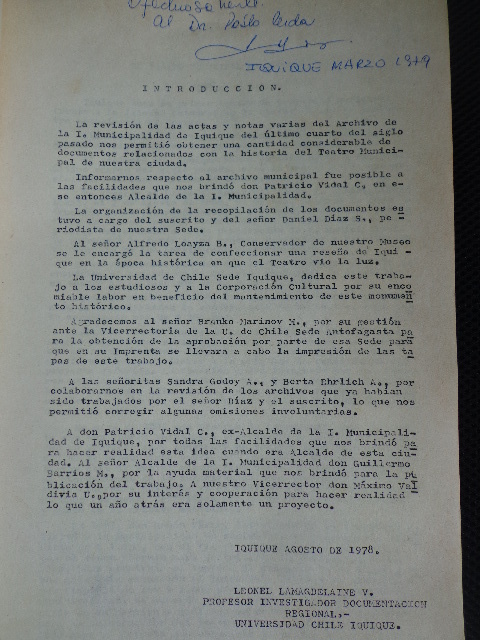 Leonel Lamagdelaine Alfredo Loayza Daniel Diaz  - Historia Del Teatro Municipal De Iquique