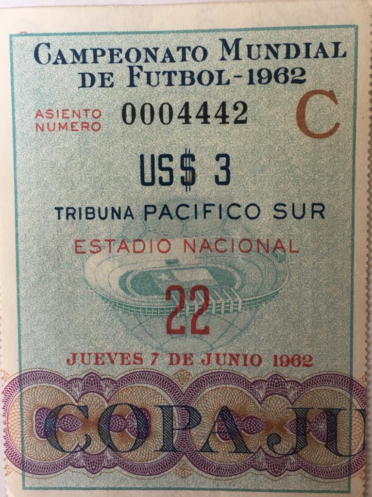 Entrada Campeonato Mundial de Futbol 1962  Italia/ Suiza 