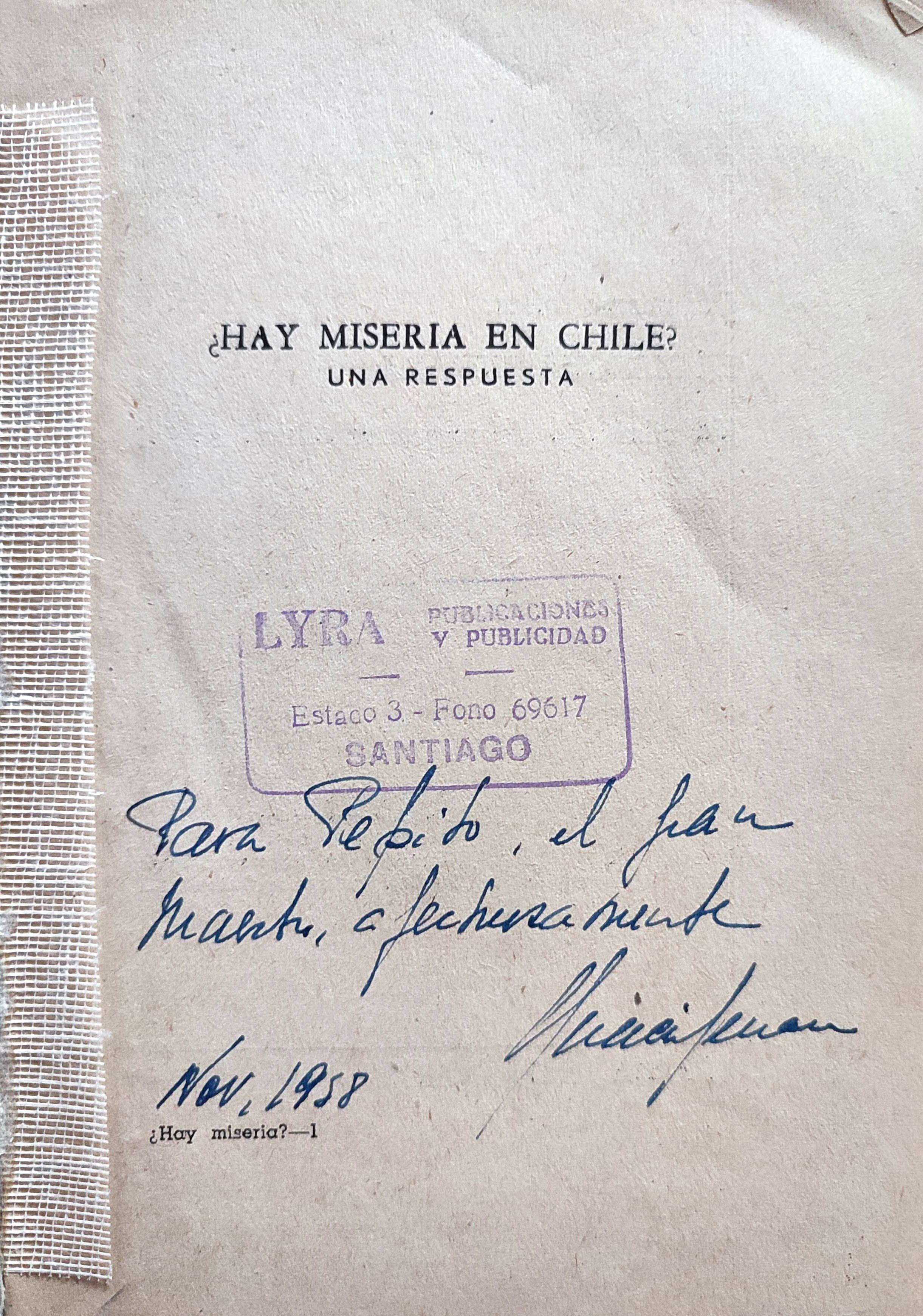 Horacio Serrano. 	¿Hay miseria en Chile? Una respuesta. 