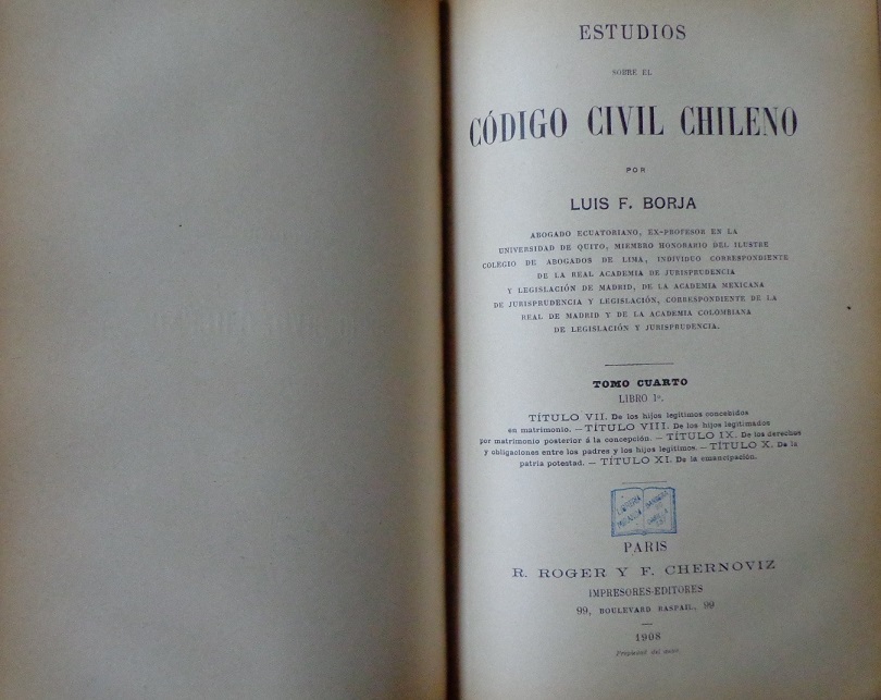 Luis F. Borja. Estudios sobre el Código Civil Chileno 