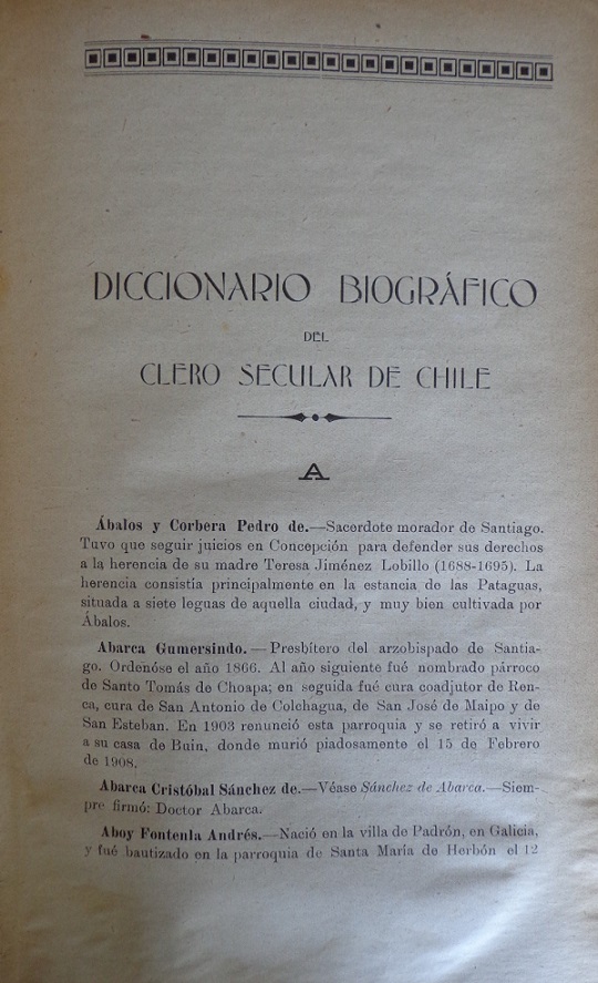 Luis Francisco Prieto del Río. Diccionario biográfico del Clero Secular de Chile : 1535-1918