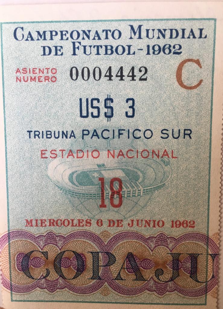 Entrada para el partido del mundial 1962 Alemania/Chile