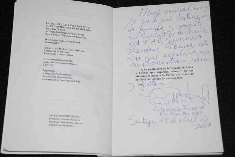 Dr. Juan Guillermo Muñoz Correa, Dra. Carmen Norambuena Carrasco - La Escuea de artes y oficios su participacion en la guerra del Pacifico