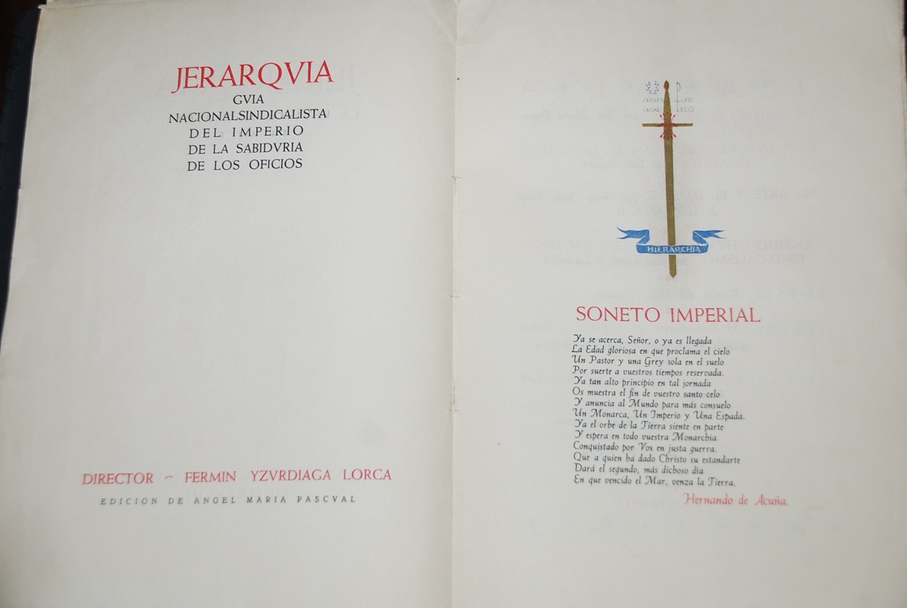 Jerarquía. Revista Negra De La Falange. Nº 2. Navarra 1938