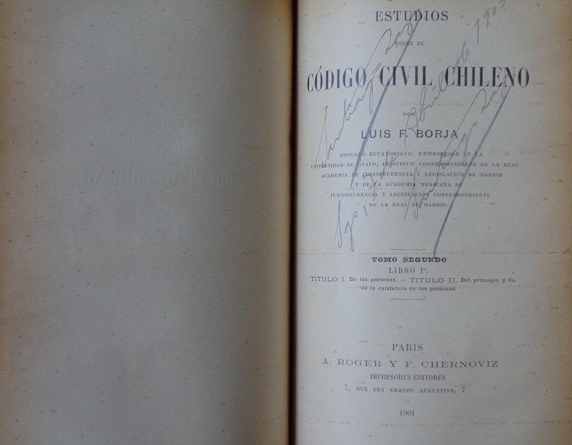 Luis F. Borja. Estudios sobre el Código Civil Chileno 