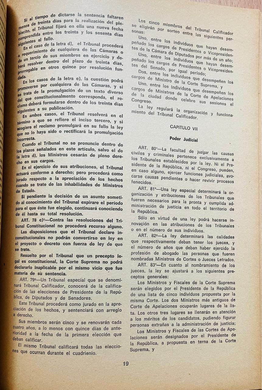 Constitución Política de la República de Chile. Texto con las ultimas modificaciones. 