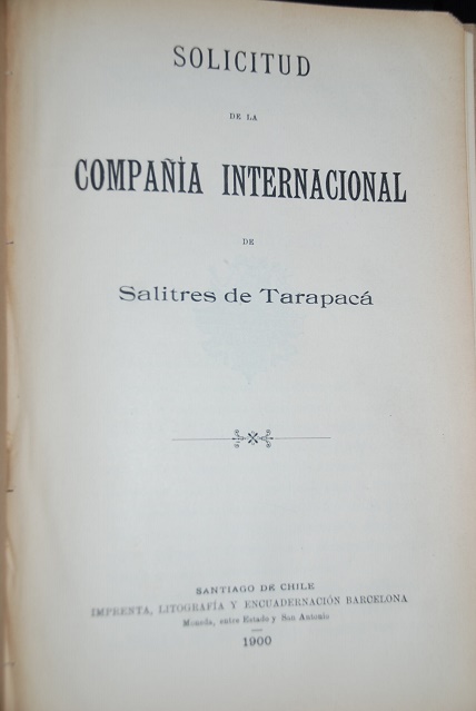 Solicitud de La Compañía Internacional de Salitres de Tarapaca