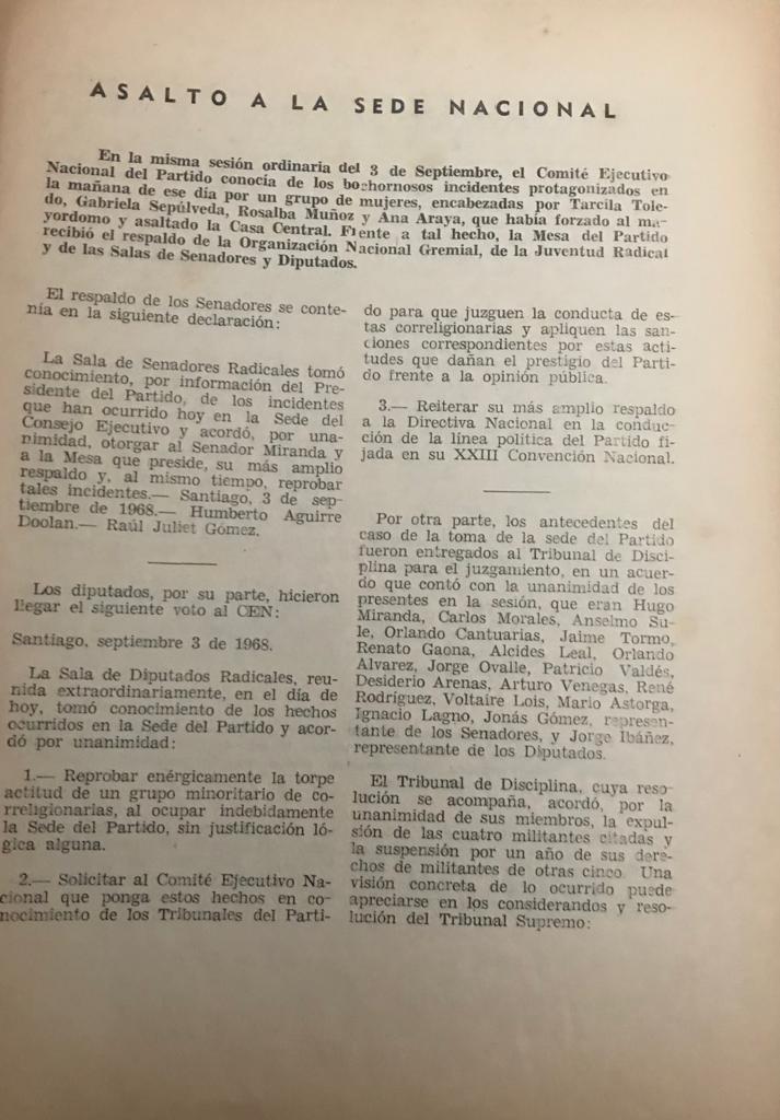 Confabulación Derechista y D.C. para hacer fracasar al Partido Radical 