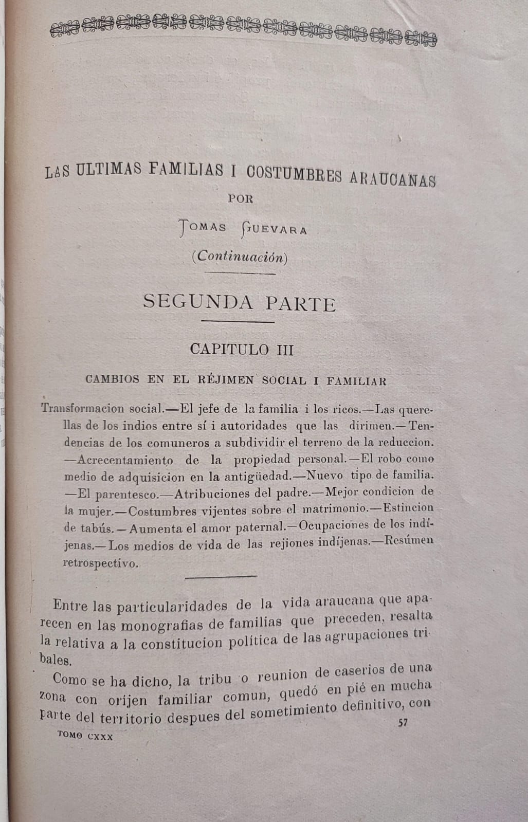 Tomás Guevara. Últimas familias y costumbres araucanas. Primera y segunda parte. 