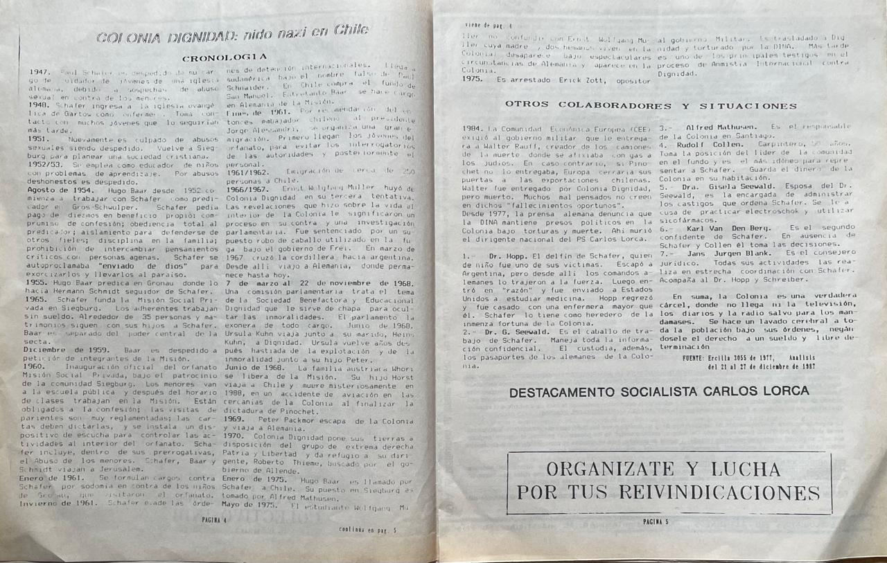 Prisioneros politicos Claudio Escobar, Grupo Nueva Relacion, Colectivo Indi,  Sur, Destacamento Socialista Carlos Lorca	Abya Yala  Marichiwu