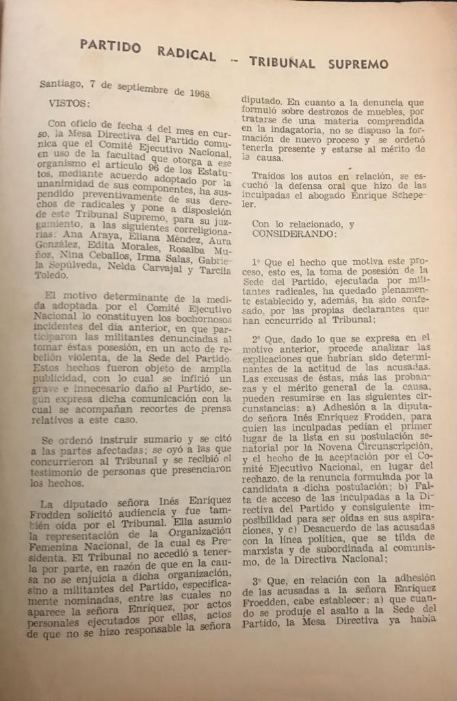 Confabulación Derechista y D.C. para hacer fracasar al Partido Radical 