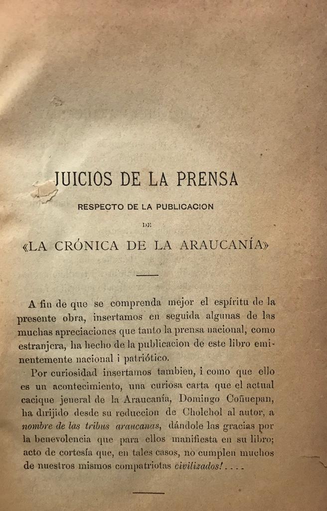 Horacio Lara.	Crónica de la Araucanía 