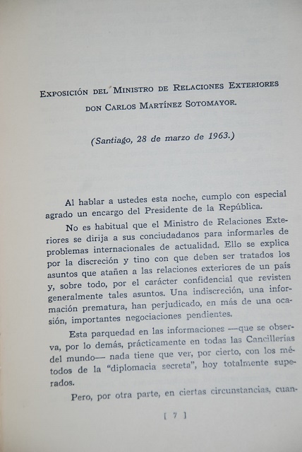 Martinez Sotomayor Carlos. Chile Ministerio de Relaciones Exteriores - Discursos y documentos : relaciones entre Chile y Bolivia