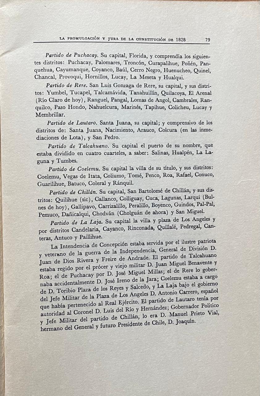 Zenon Urrutia Infante 	La promulgación y jura de la constitución de 1828 en la provincia de Concepción.