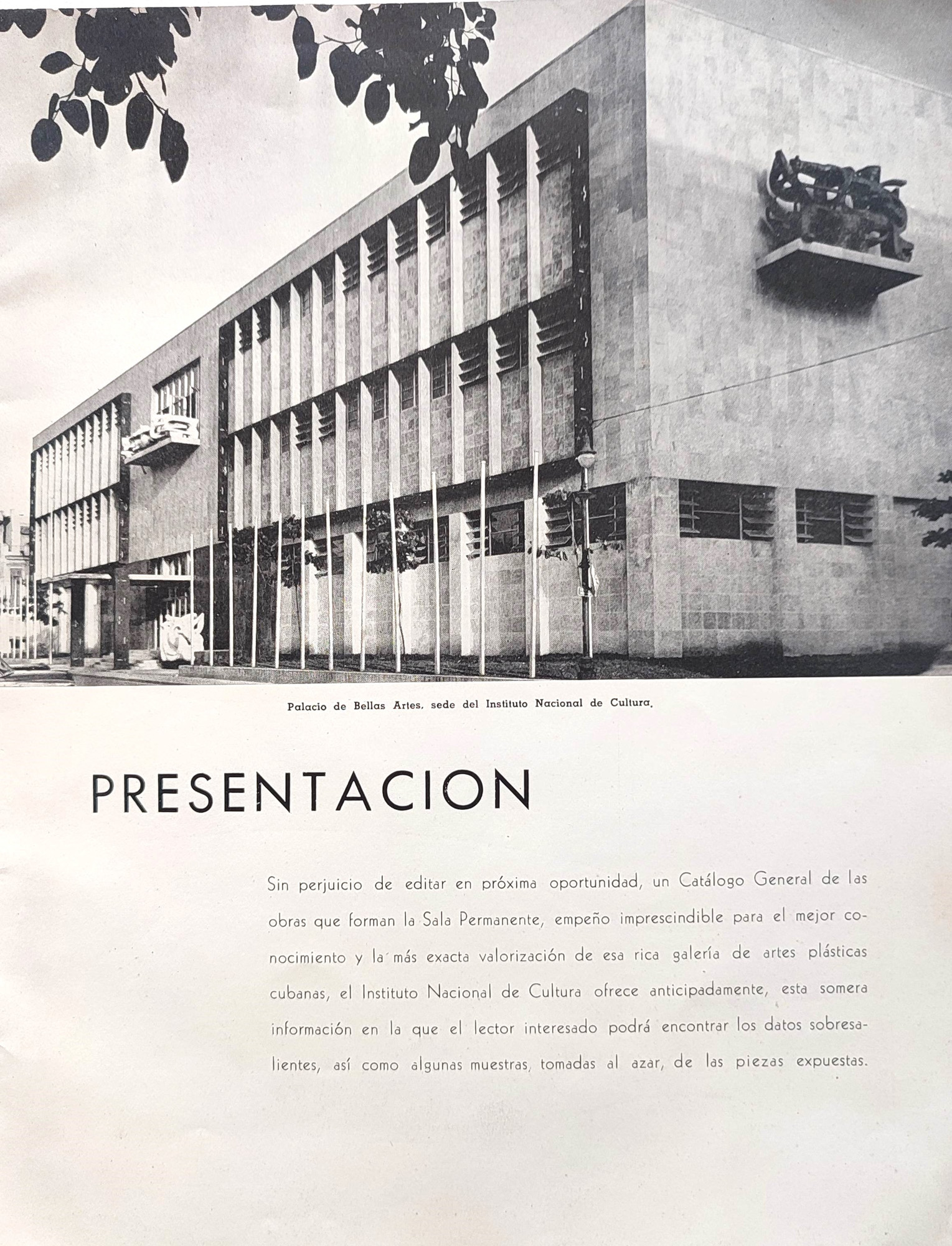 Palacio de Bellas Artes / Instituto Nacional de Cultura.	Sala permanente de artes plásticas de Cuba.