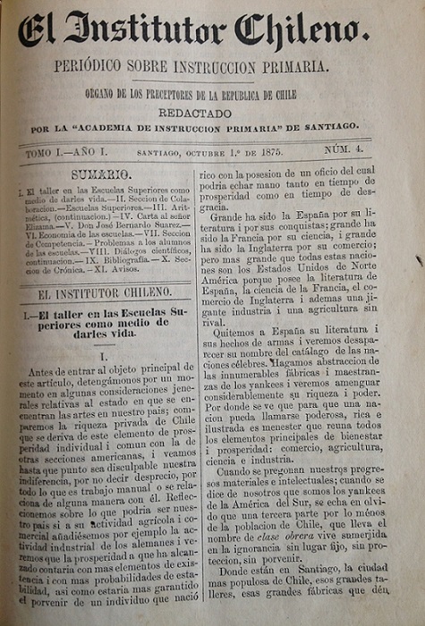 El Institutor Chileno. órgano de los Preceptores de la República de Chile