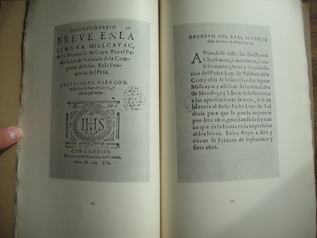 Luis de Valdivia - Discovery Of a Fragment Of The Printed Copy Of The Work On The Millcayac Language