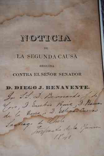 Noticia de la Causa Seguida al Senador Diego José Benavente