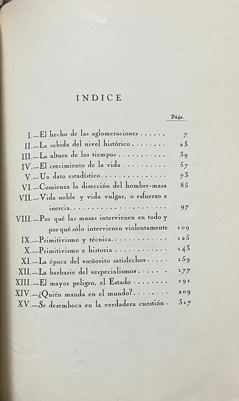 José Ortega y Gasset 	La rebelión de las masas 