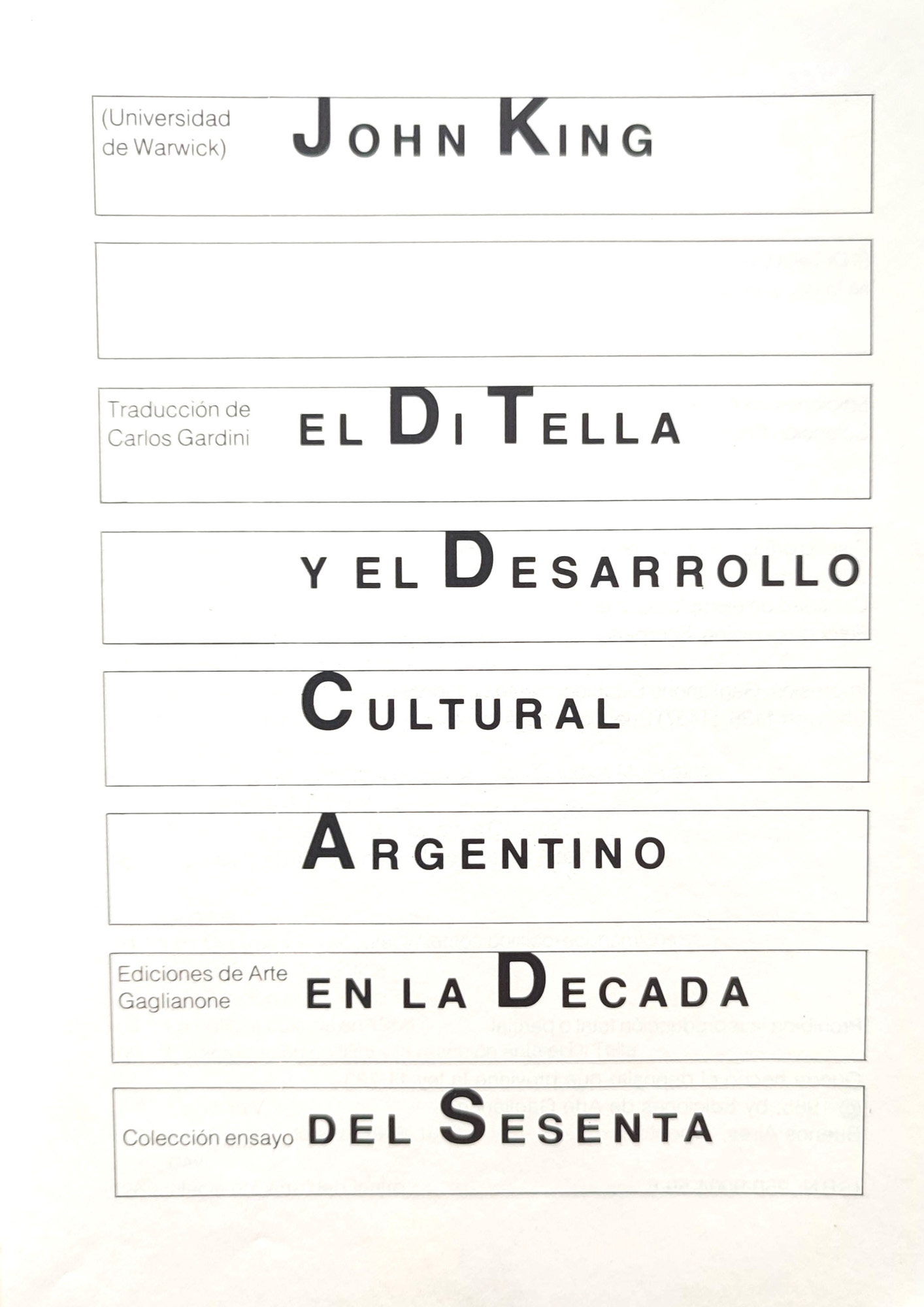 John King.	El Di Tella el desarrollo cultural argentino en la década del sesenta. 