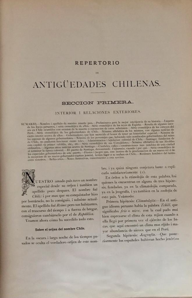 Ramón Briseño	Repertorio de Antigüedades Chilenas