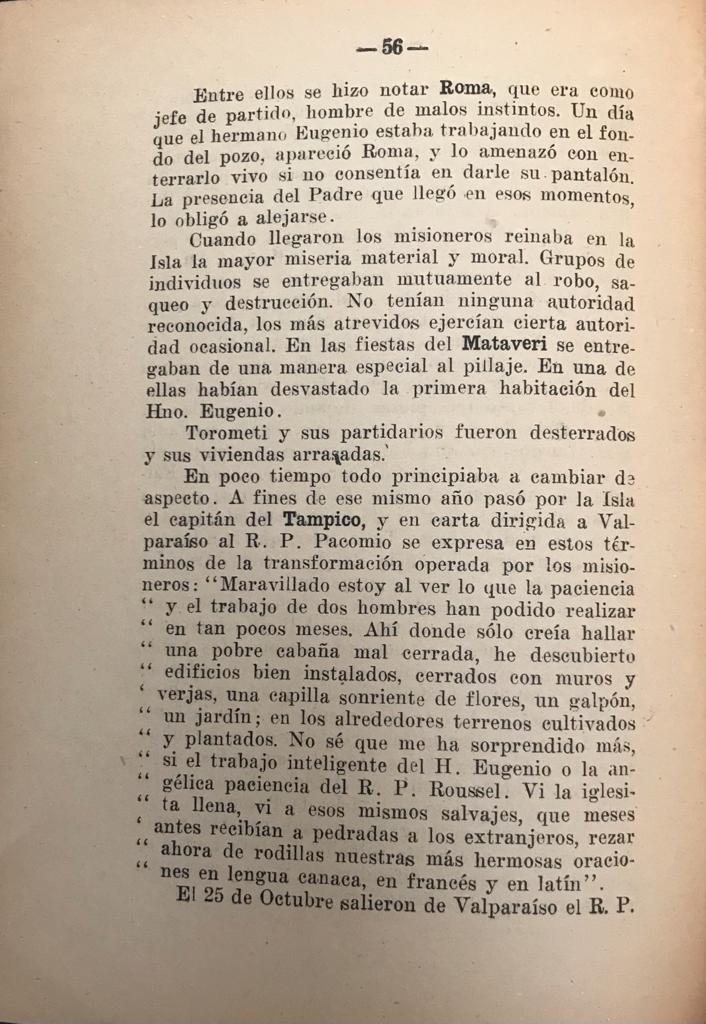 Un obrero que convirtió un pueblo. Estos documentos sobre el apostol de la Isla de Pascua hermano Eugenio Eyraud de la Congregación de los Sagrados Corazones, tienen el valor de un ejemplos admirable y son ademas un precioso instrumento cientifico para es