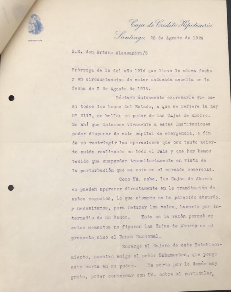 Carta de Luis Barros Borgoño a Arturo Alessandri Palma 