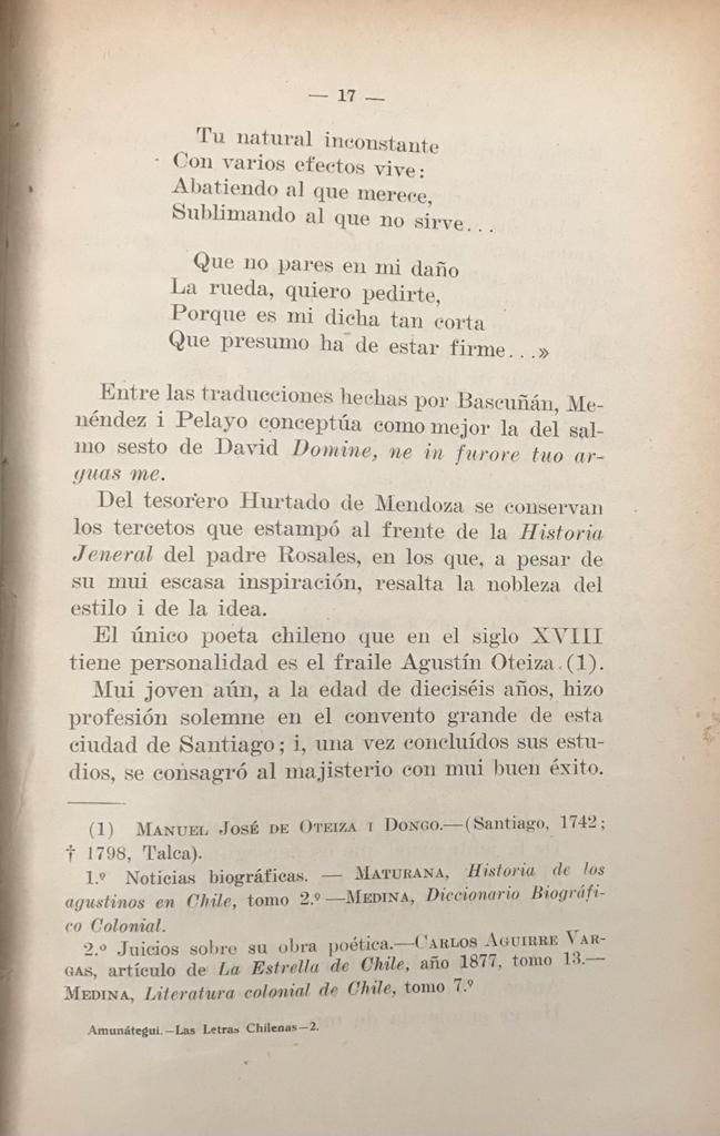 Domingo Amunategui Solar 	Historia de Chile. Las Letras chilenas