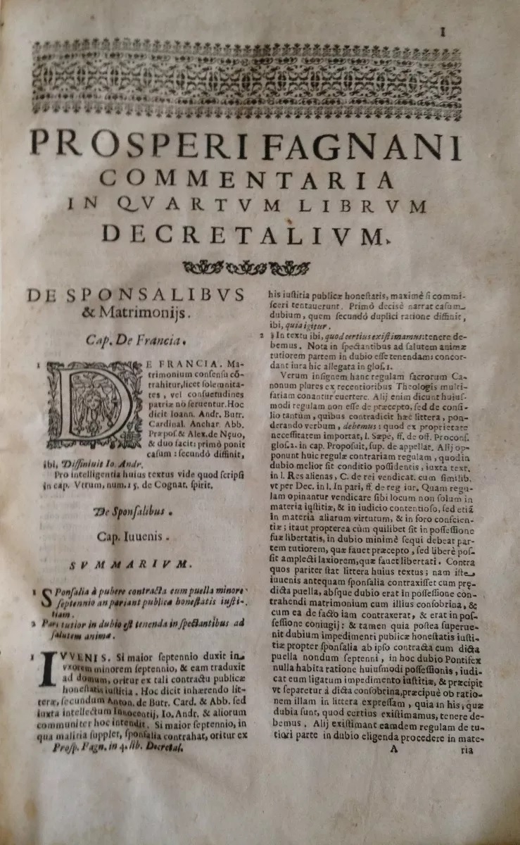 Prospero Fagnani. Prosperi Fagnani Commentaria in Quartum Librum Decretalium 