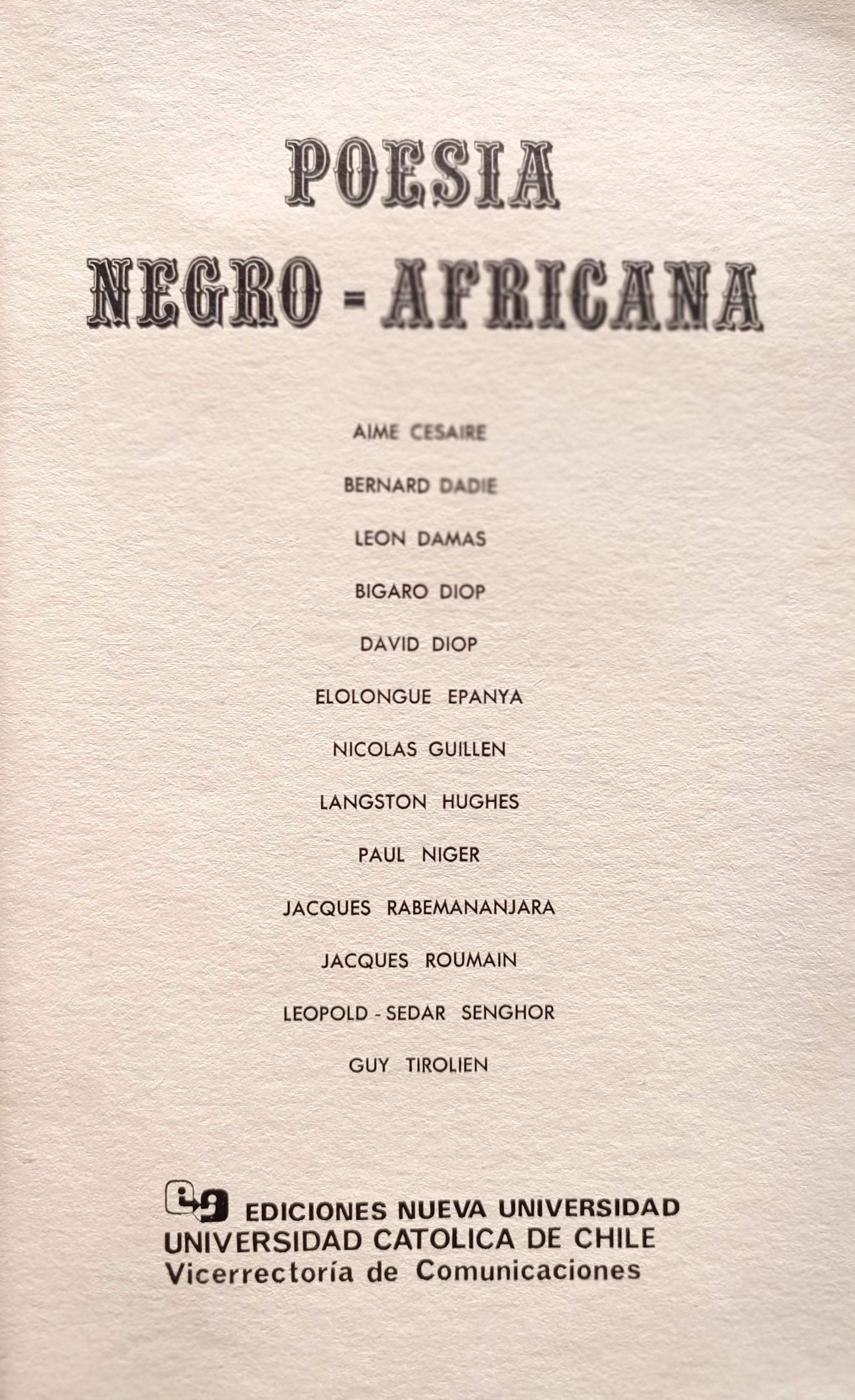 Varios autores. Poesía Negro-Africana.