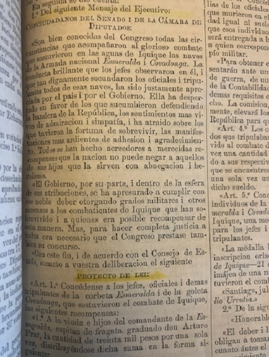 Congreso Nacional. Sesiones Ordinarias y secretas de la Cámara de Diputados y Sesiones Ordinarias y secretas del Senado en 1879.