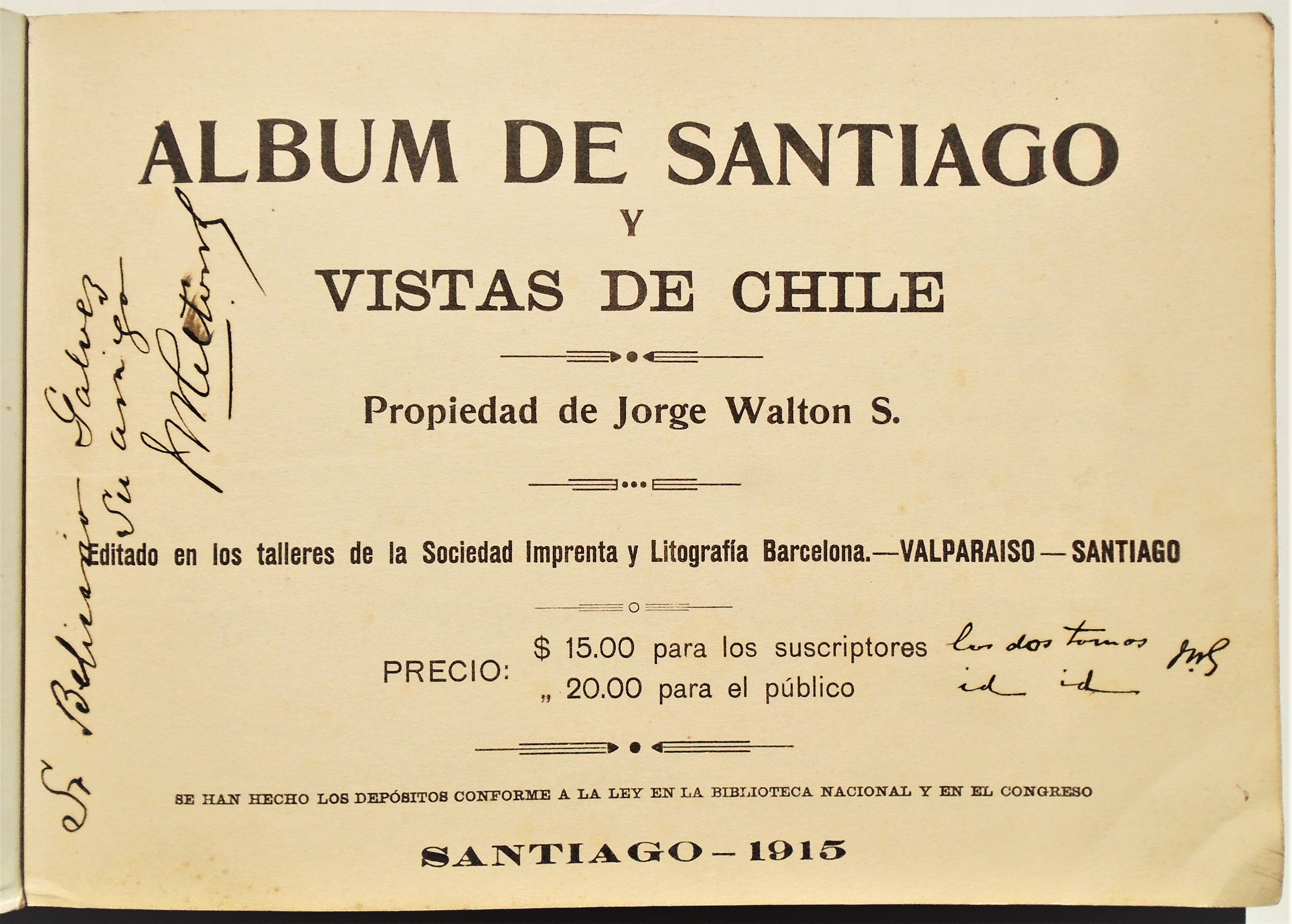 Jorge Walton S. - Álbum de Santiago y vistas de Chile