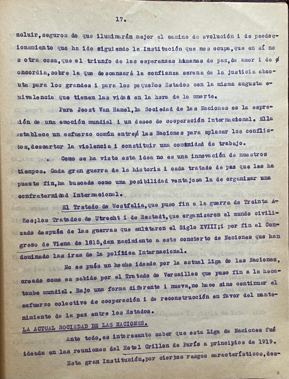 Marcial Martinez. 	"Consideraciones sobre la Liga de las Naciones y Arbitraje Internacional.	"
