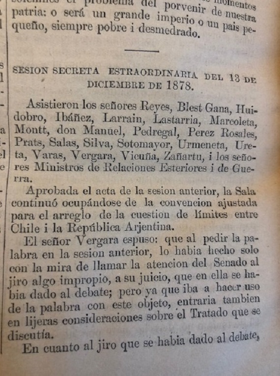 Congreso Nacional. Sesiones Ordinarias y secretas de la Cámara de Diputados y Sesiones Ordinarias y secretas del Senado en 1879.