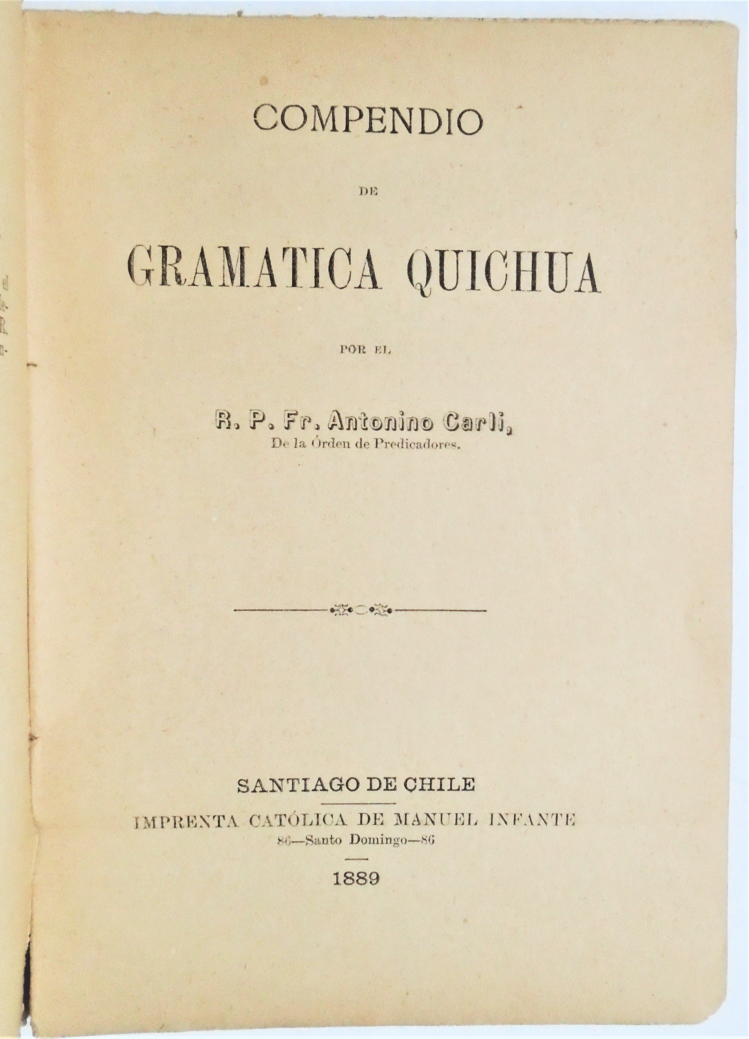 R. P. Fr. Antonio Carli - Compendio de Gramática Quichua