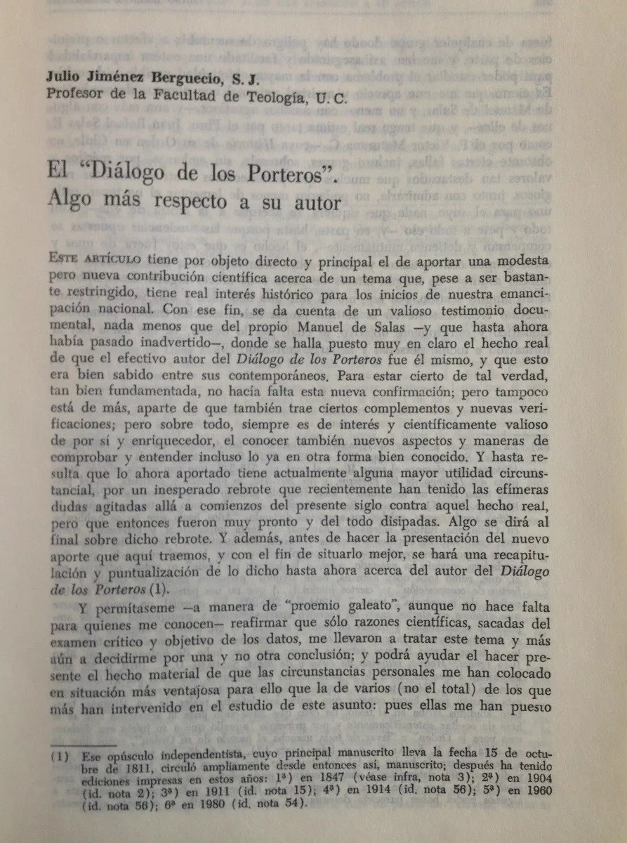 Julio Jiménez Berguecio. El diálogo de los porteros : algo más respecto a su autor 