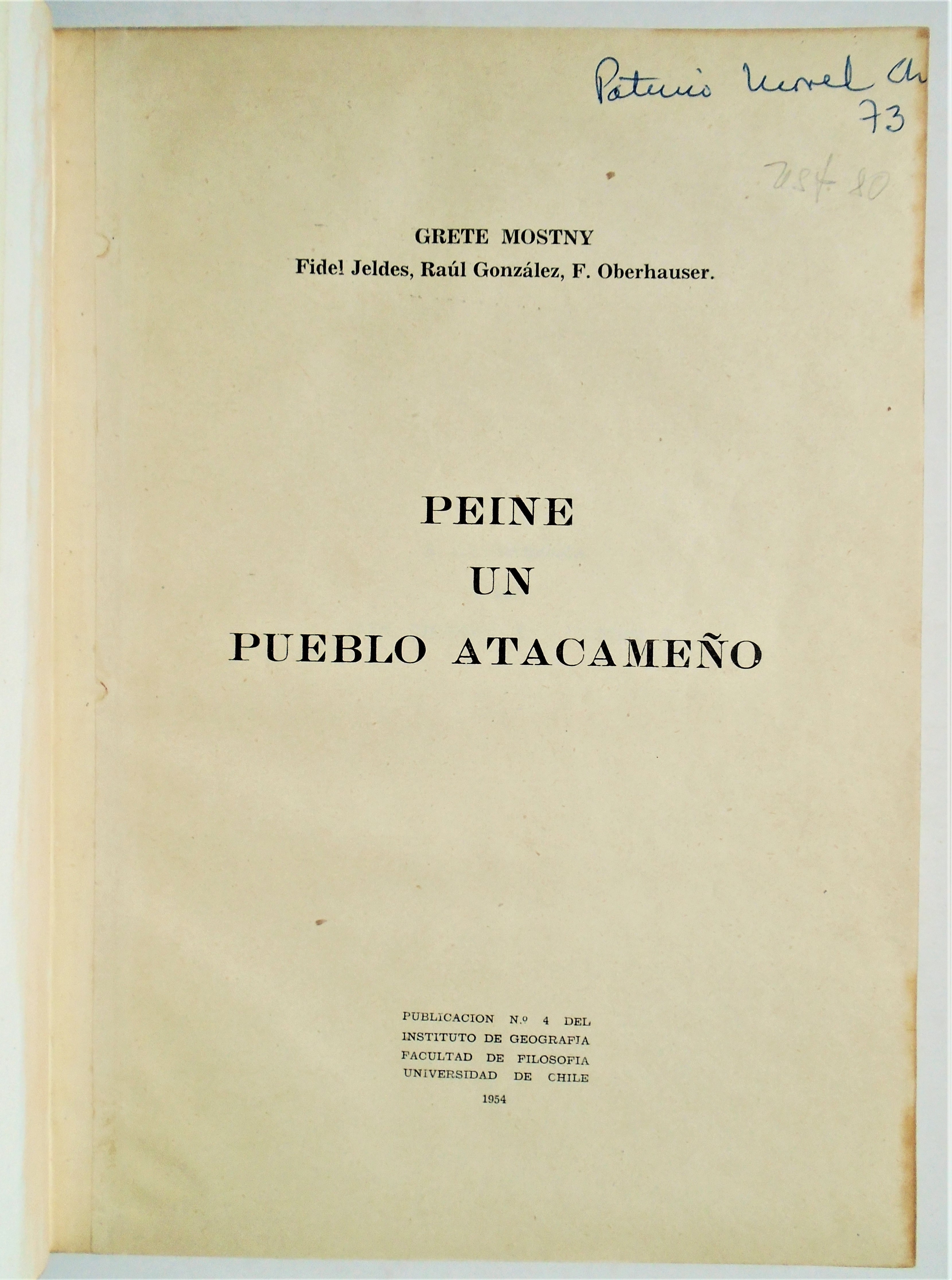 Grete Mostny y otros - Peine un pueblo atacameño