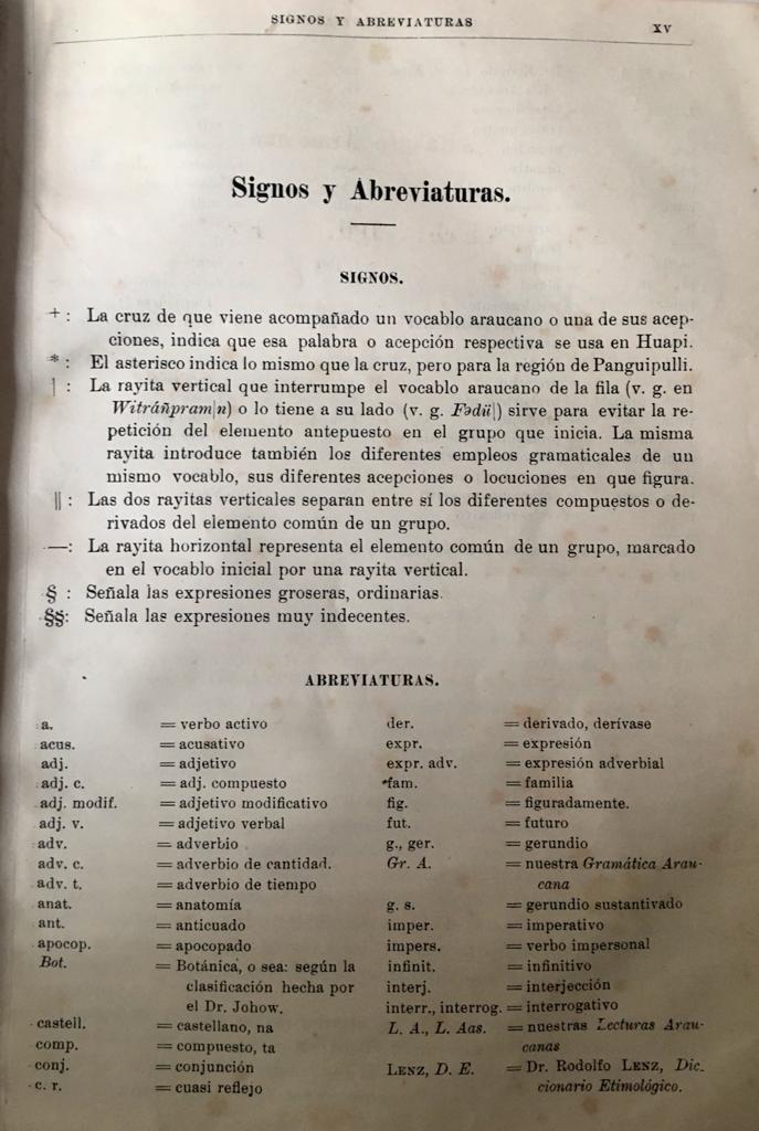 Fray Félix José de Augusta. Diccionario Araucano-Español y Español-Araucano. Solo el Tomo Primero de Araucano a español