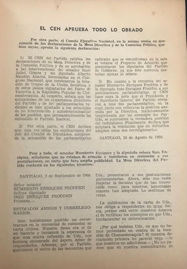 Confabulación Derechista y D.C. para hacer fracasar al Partido Radical 