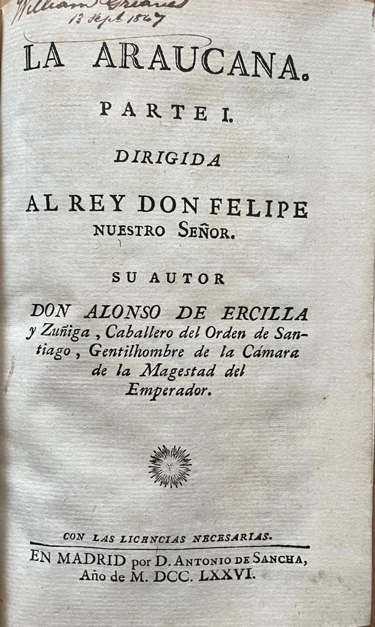 Alonso de Ercilla 	La Araucana (2 tomos) 
