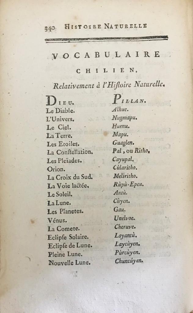 Juan Ignacio Molina	Essai sur L'Histoire Naturelle du Chili par M. l'Abbe Molina