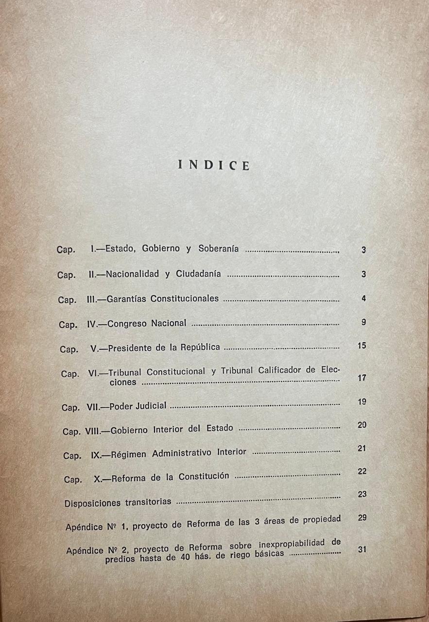 Constitución Política de la República de Chile. Texto con las ultimas modificaciones. 
