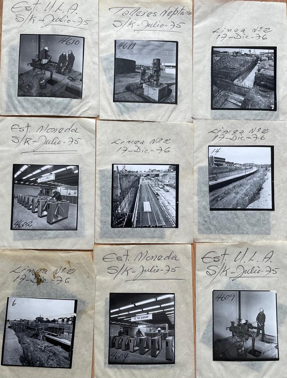 Fotografias y negativos de construcción del la línea Nº 2 del Metro 