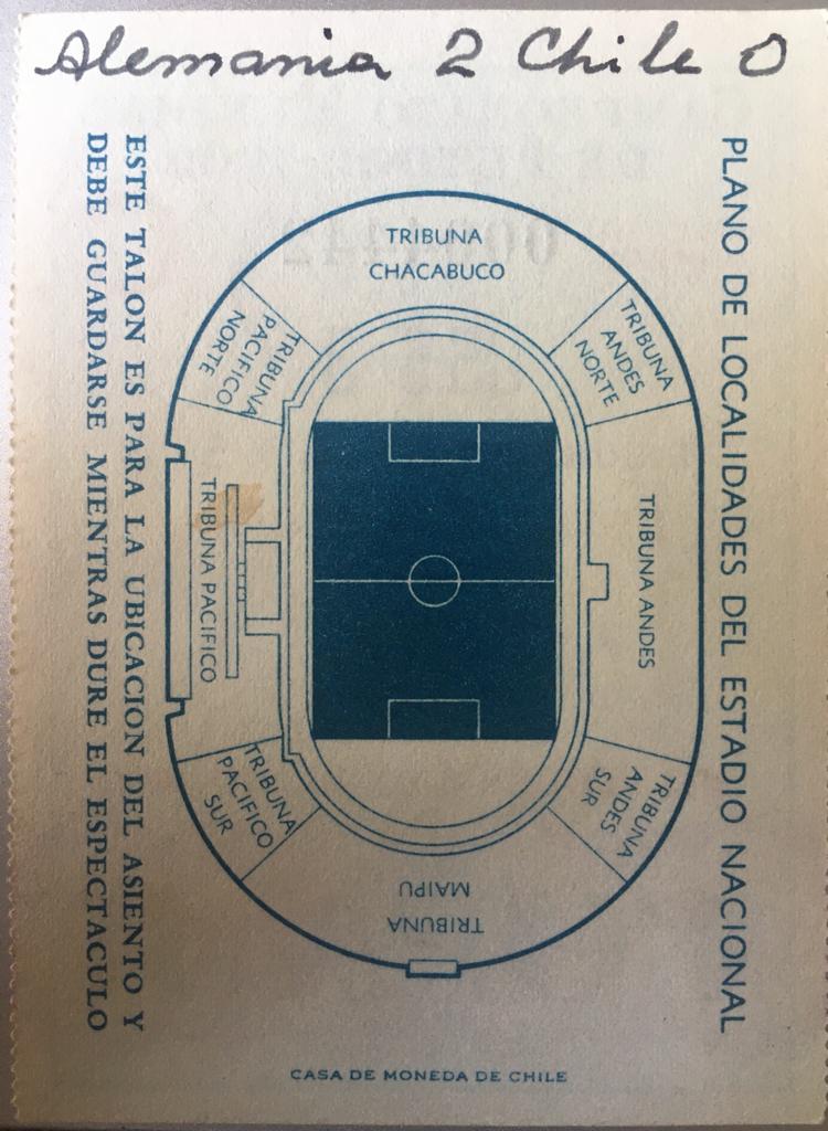 Entrada para el partido del mundial 1962 Alemania/Chile