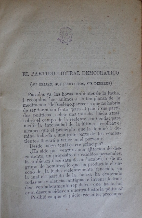 Benjamín Vicuña Mackenna. El Partido Liberal Democrático : (su origen, sus propósitos, sus deberes)